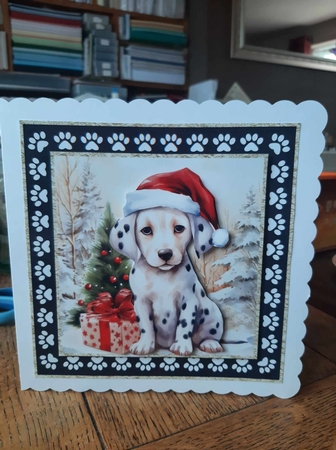 3 Framed Christmas pup card front/toppers 10 by Ann Davies