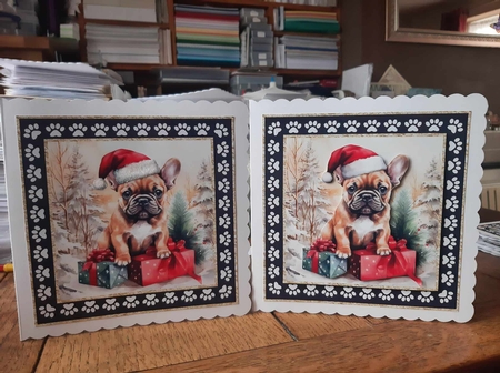 3 Framed Christmas pup card front/toppers 11 by Ann Davies
