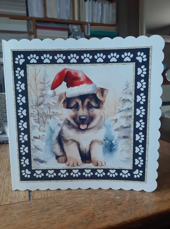 3 Framed Christmas pup card front/toppers 12 by Ann Davies