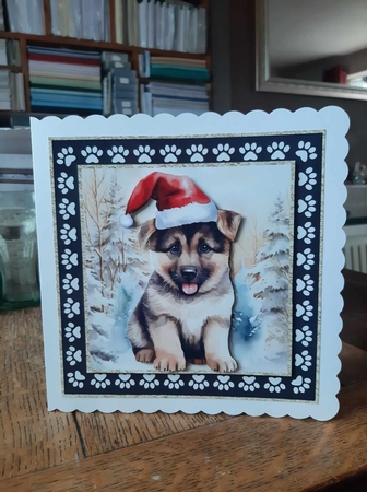 3 Framed Christmas pup card front/toppers 12 by Ann Davies