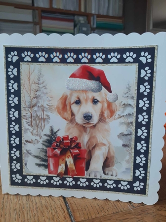 3 Framed Christmas pup card front/toppers 13 by Ann Davies