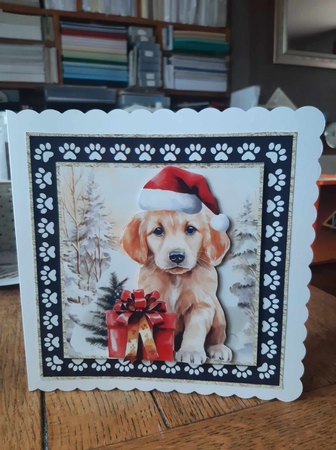 3 Framed Christmas pup card front/toppers 13 by Ann Davies