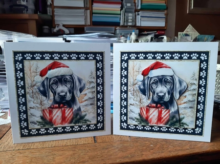 3 Framed Christmas pup card front/toppers 14 by Ann Davies