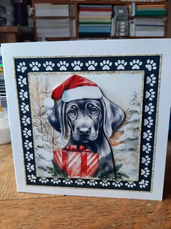 3 Framed Christmas pup card front/toppers 14 by Ann Davies