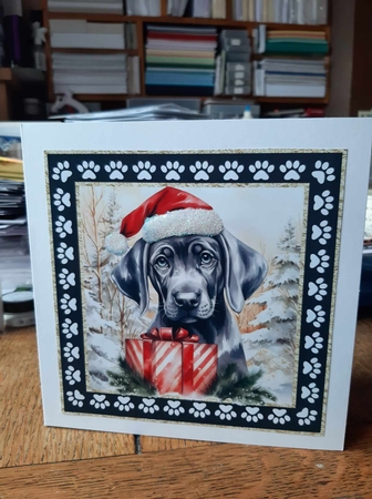 3 Framed Christmas pup card front/toppers 14 by Ann Davies