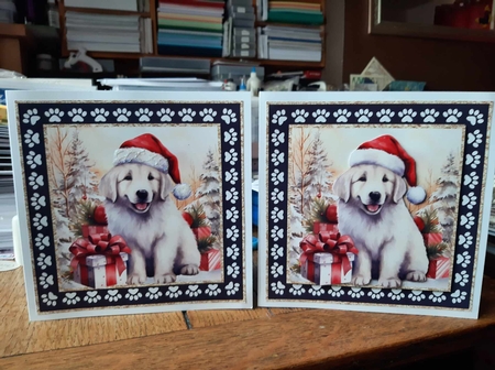 3 Framed Christmas pup card front/toppers 15 by Ann Davies