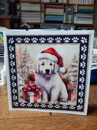3 Framed Christmas pup card front/toppers 15 by Ann Davies