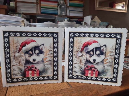 3 Framed Christmas pup card front/toppers 16 by Ann Davies
