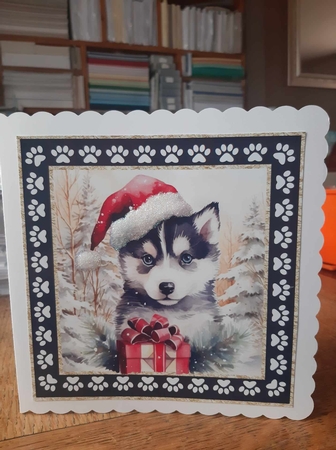 3 Framed Christmas pup card front/toppers 16 by Ann Davies