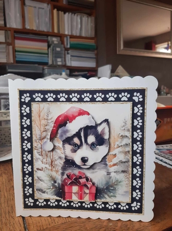 3 Framed Christmas pup card front/toppers 16 by Ann Davies