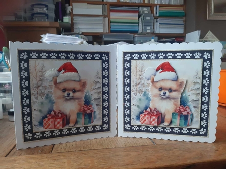 3 Framed Christmas pup card front/toppers 17 by Ann Davies