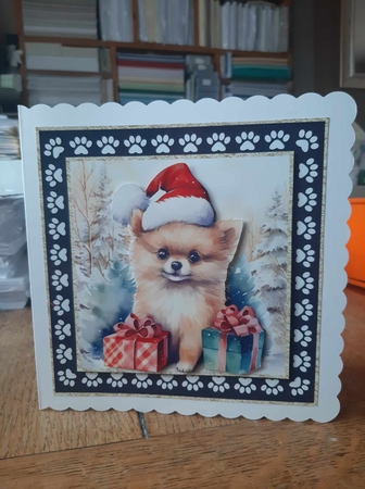 3 Framed Christmas pup card front/toppers 17 by Ann Davies
