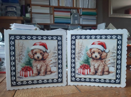 3 Framed Christmas pup card front/toppers 18 by Ann Davies