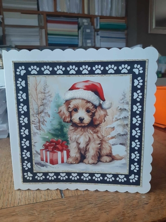 3 Framed Christmas pup card front/toppers 18 by Ann Davies