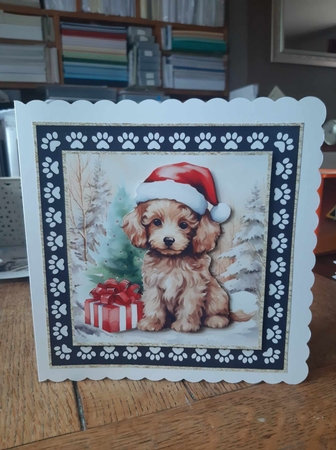 3 Framed Christmas pup card front/toppers 18 by Ann Davies