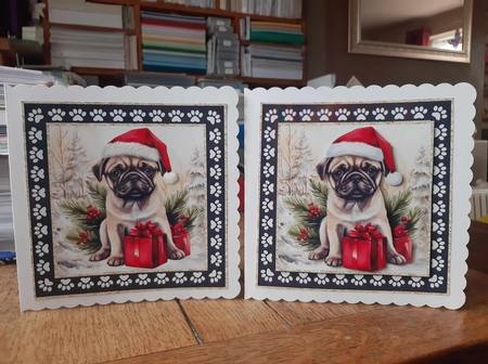 3 Framed Christmas pup card front/toppers 19 by Ann Davies