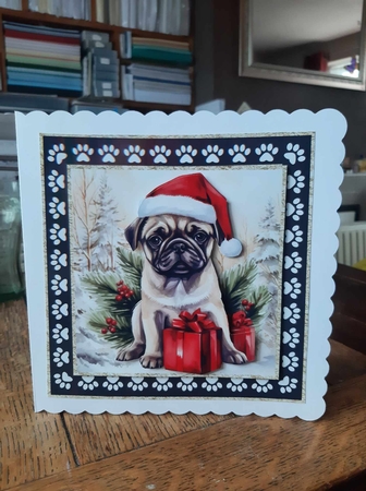 3 Framed Christmas pup card front/toppers 19 by Ann Davies