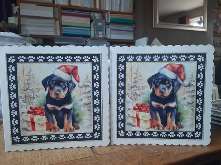 3 Framed Christmas pup card front/toppers 20 by Ann Davies