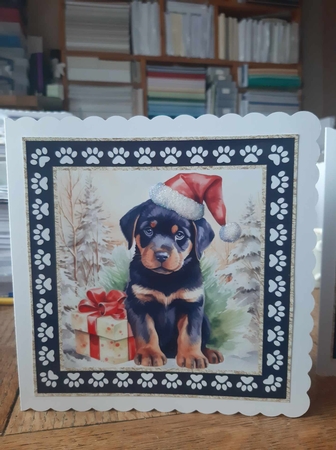 3 Framed Christmas pup card front/toppers 20 by Ann Davies
