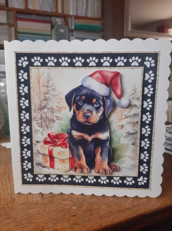 3 Framed Christmas pup card front/toppers 20 by Ann Davies