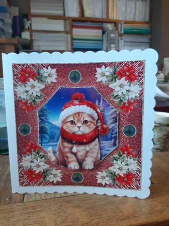 Christmas cat card front 2 by Ann Davies
