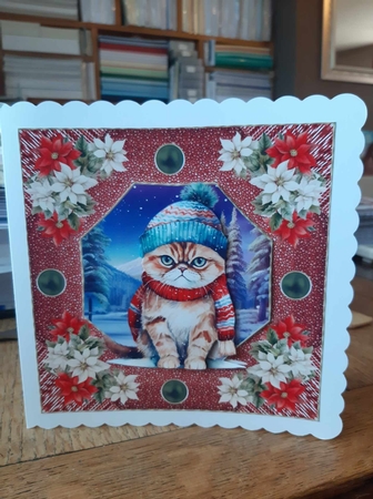 Christmas cat card front 5 by Ann Davies