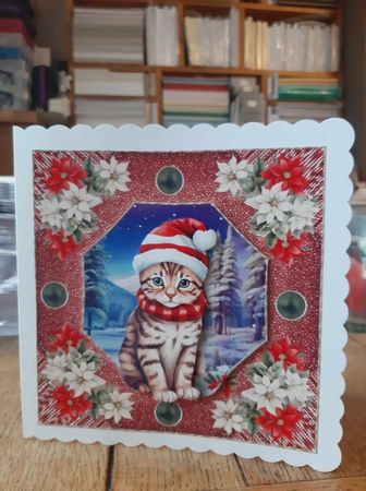 Christmas cat card front 9 by Ann Davies