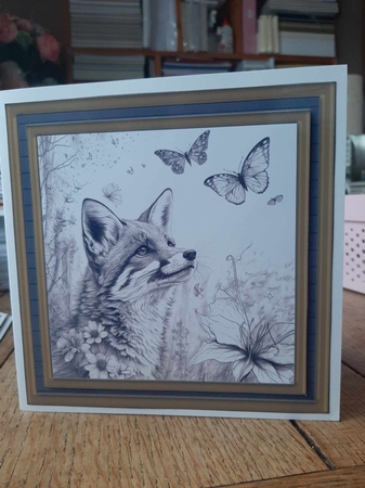 Fox and butterfly card front 1 by Ann Davies