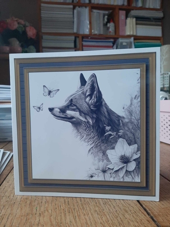 Fox and butterfly card front 2 by Ann Davies