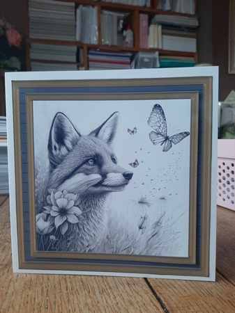 Fox and butterfly card front 3 by Ann Davies