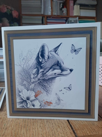 Fox and butterfly card front 4 by Ann Davies