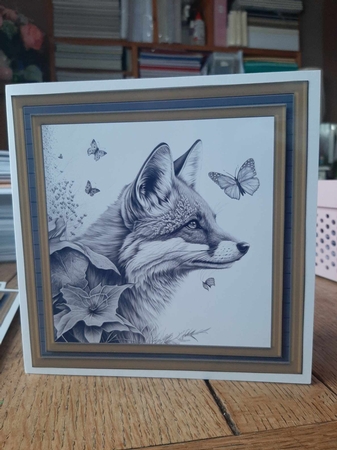 Fox and butterfly card front 5 by Ann Davies