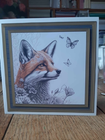 Fox and butterfly card front 6 by Ann Davies