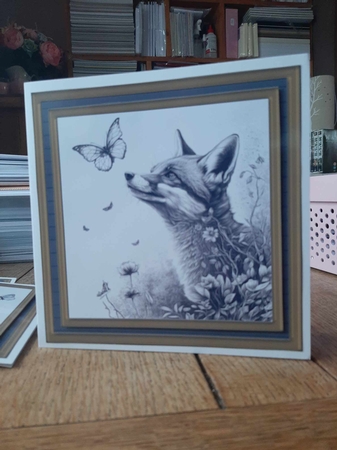 Fox and butterfly card front 7 by Ann Davies