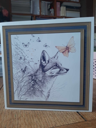 Fox and butterfly card front 9 by Ann Davies