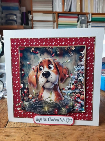 Christmas pooch in a tangle card front 1 by Ann Davies