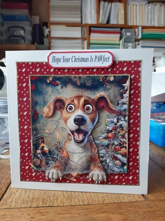 Christmas pooch in a tangle card front 3 by Ann Davies