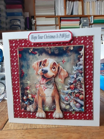 Christmas pooch in a tangle card front 4 by Ann Davies