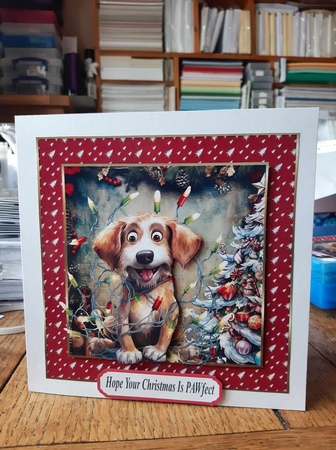 Christmas pooch in a tangle card front 5 by Ann Davies