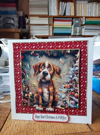 Christmas pooch in a tangle card front 6 by Ann Davies