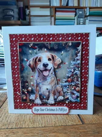 Christmas pooch in a tangle card front 7 by Ann Davies