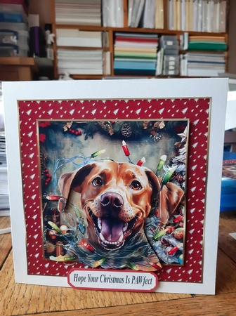 Christmas pooch in a tangle card front 8 by Ann Davies