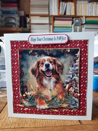 Christmas pooch in a tangle card front 9 by Ann Davies