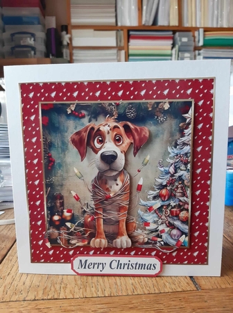 Christmas pooch in a tangle card front 10 by Ann Davies