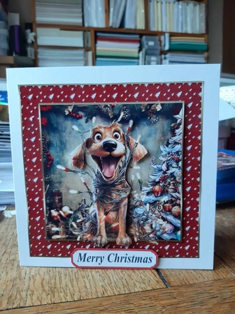 Christmas pooch in a tangle card front 11 by Ann Davies
