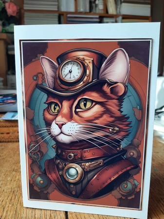 Steampunk Cat A4 by Ann Davies