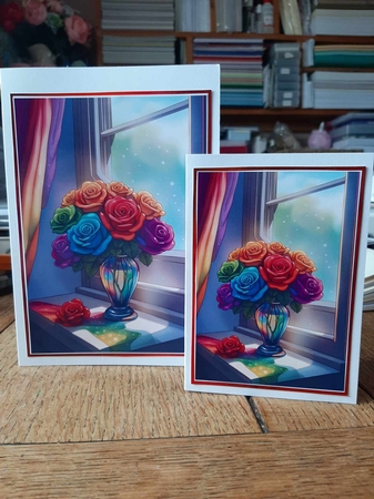 The Rainbow Roses A4 by Ann Davies