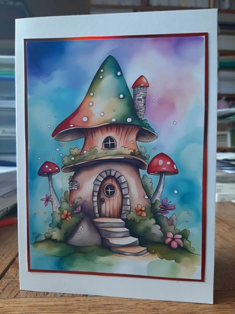 Beautiful Watercolour Fairy House A4 by Ann Davies