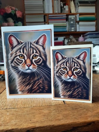 Scottish Wild Cat Oil Painting A4 by Ann Davies