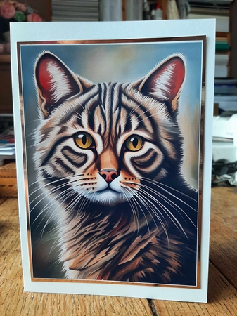 Scottish Wild Cat Oil Painting A4 by Ann Davies